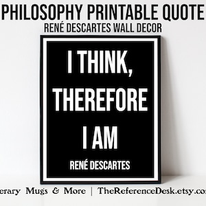 Penso quindi di essere stampabile, Rene Descartes Wall Decor, Philosophy Print, Philosopher Gift, College Office Decor, PhD Graduation Gift
