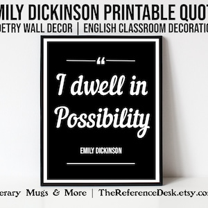 Ik woon in mogelijkheid afdrukbaar, Emily Dickinson Citaat, Poëzie Digitale Kunst, Vrouwen Schrijver Gift, Inspirerend Decor, Gedicht Citaat Decoratie