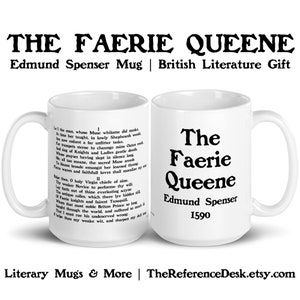 Kubek Faerie Queene, prezent dla Edmunda Spensera, prezent dla miłośnika poezji, kubek dla nauczyciela języka angielskiego, prezent dla poematu epickiego, prezent dla absolwenta literatury brytyjskiej