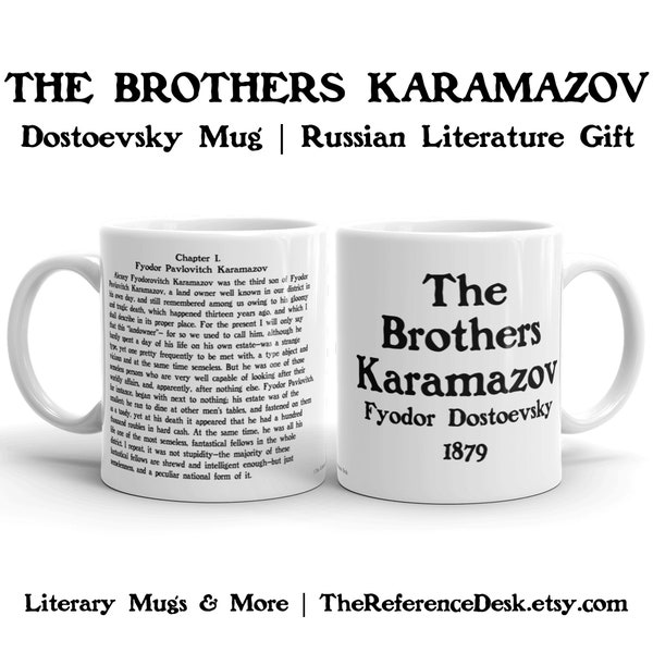 The Brothers Karamazov Mug, Fyodor Dostoevsky Gift, Russian Literature Gift, Professor Thank You Gift, Classic Book Reader Mug, Literary Mug