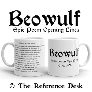 Beowulf Quote Mug, Classic Literature Gift, Book Lover Gift, English Teacher Mug, Librarian Gift, Epic Poem Literature Literary Art, Phd