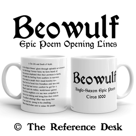 Beowulf Quote Mug, Classic Literature Gift, Book Lover Gift, English Teacher Mug, Librarian Gift, Epic Poem Literature Literary Art, Phd