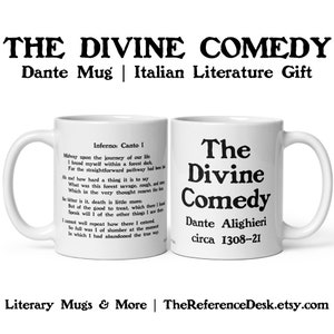 La tasse de comédie divine, cadeau Dante Alighieri, cadeau d’amateur de poésie, tasse de doctorat de professeur d’anglais, cadeau de poème classique, cadeau de fin d’études littéraire italienne