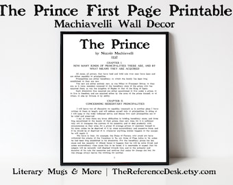 The Prince First Page Printable, Machiavelli Art, Political Wall Art, Non-Fiction Italian Book Art, Political Science Gift, Classroom Decor