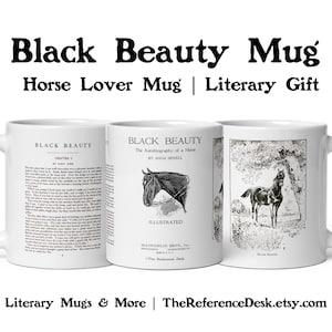 Black Beauty Book Mug, Anna Sewell Gift, Horse Lover Mug, Horse Art, Equestrian Gift, Children&#39;s Book Art, Classic Book Mug, Librarian Gift