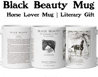 Black Beauty Book Mug, Anna Sewell Gift, Horse Lover Mug, Horse Art, Equestrian Gift, Children's Book Art, Classic Book Mug, Librarian Gift