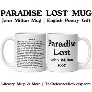 Kubek Paradise Lost, prezent Johna Miltona, prezent dla miłośnika poezji, prezent dla nauczyciela języka angielskiego, kubek na ukończenie studiów doktoranckich, prezent dla poematu epickiego, prezent dla literatury brytyjskiej