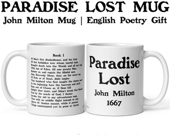 Paradise Lost Mug, John Milton Gift, Poetry Lover Gift, English Teacher Gift, PhD Graduation Mug, Epic Poem Gift, British Literature Gift