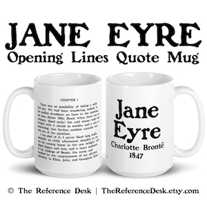 Jane Eyre Opening Line Quote Mug, Charlotte Brontë Gift, Book Lover Gift, English Teacher PhD Mug, Librarian Gift, Classic Literature Gift