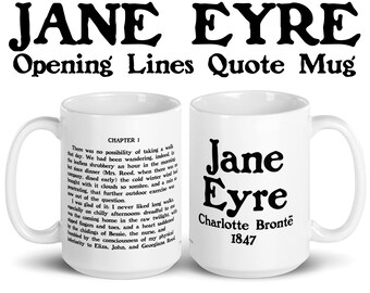 Jane Eyre Opening Line Quote Mug, Charlotte Brontë Gift, Book Lover Gift, English Teacher PhD Mug, Librarian Gift, Classic Literature Gift