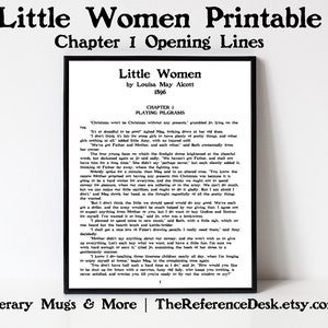 Little Women First Page Printable, Louisa May Alcott Art, Classic Novel Art, Literary Book Lover Decor, English Teacher Classroom Printable