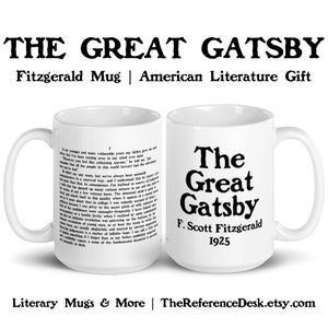 The Great Gatsby Mug, F Scott Fitzgerald Gift, Book Gift, American Novel Literary Gift, Librarian English Teacher Gift, 1920s Jazz Age Mug