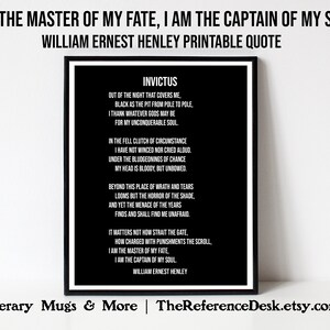 Invictus Poem Printable, William Ernest Henley Art, Master of My Fate, Captain of My Soul, Empowerment Gift, Poetry Gift, Quote Wall Art