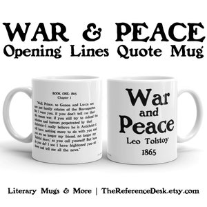 War and Peace Mug, Leo Tolstoy Gift, Russian Literature Gift, Book Lover Gift, Librarian English Teacher Mug, Classic Book Literary Art