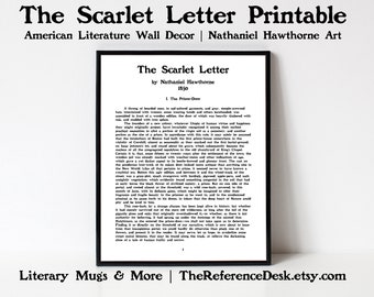 The Scarlet Letter First Page Printable, Nathaniel Hawthorne Digital Art, American Literature Gift, Classroom Decoration, Literary Decor