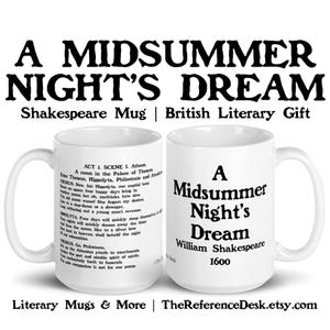 Ein Sommernachtstraum Becher, Shakespeare Geschenk, britische Literatur Becher für englische Majors, Dramalehrer, Theaterfans, Bibliophile Becher Geschenk