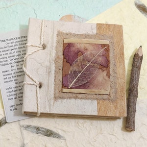 Carnet de notes en papier fait main - thème feuille beige - journal fait main, cadeau pour enseignant, cadeau, papier naturel HY-1
