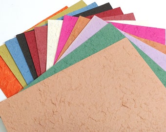 7" x 10" Decorative Handmade Paper in Solid Colors - Pack of 10 - Choose Your Color - Mulberry Paper; junk journals; card making