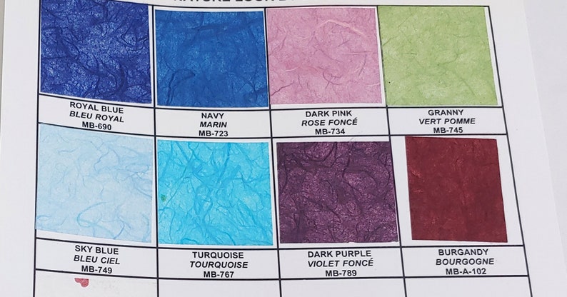 May include: A color chart with 10 different shades of paint. The colors are: Royal Blue, Navy, Dark Pink, Granny, Sky Blue, Turquoise, Dark Purple, Burgundy.