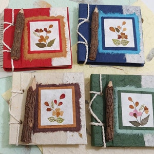 Carnet de notes en papier fait main - thème floral beige - journal fait main, cadeau pour enseignant, cadeau, papier naturel CK-1