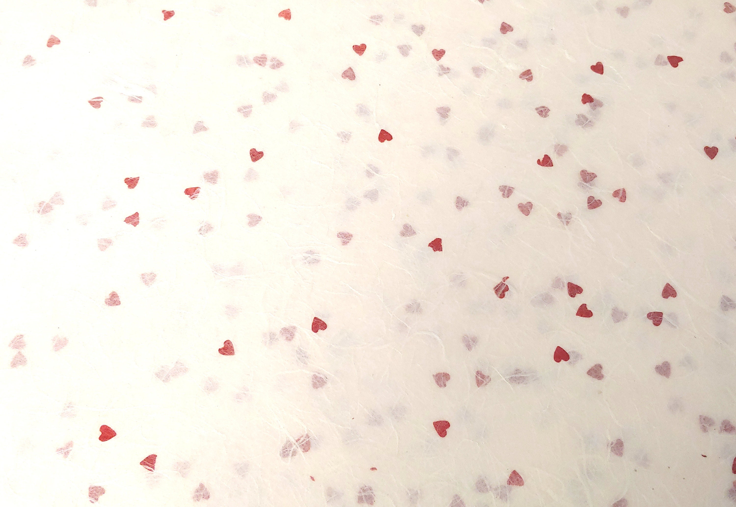 11 Pack - Large Sheets UNRYU Tissue Paper - Hearts on White  (24" x 35") Gift wrap, natural paper, eco-friendly paper