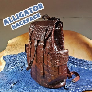 Alligator backpacks, Brown backpacks, Alligator backpacks for men, personalized gifts, mens gifts, gift for women