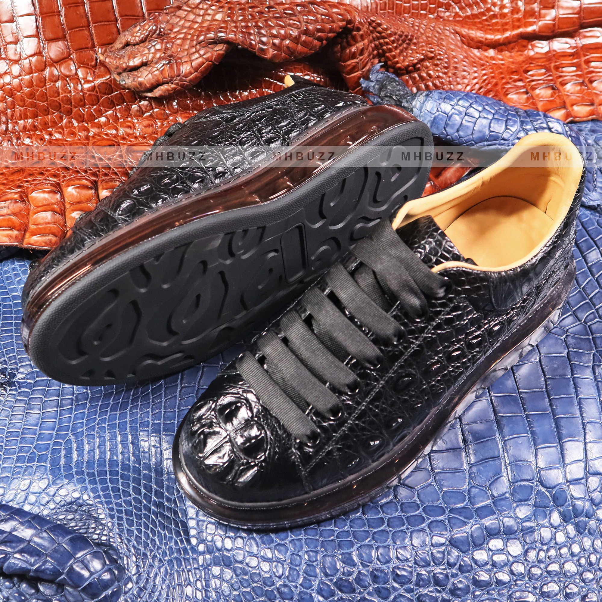100% Real Alligator/Crocodile Leather Skin Men's Luxury Black Bomber  Jacket
