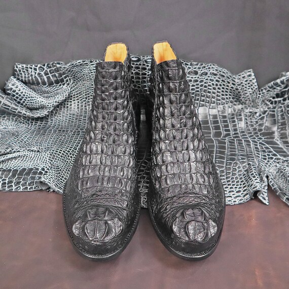 Black Alligator Mens Chelsea Boots Custom Mens Boots Mens Boots