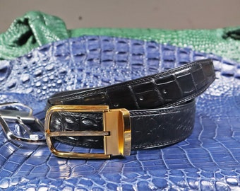 CINTURÓN ALLIGATOR personalizado hecho a mano Cinturón de cocodrilo real 1 1/4 o 11/2 ancho de 30 a 50 pulgadas de largo Negro o marrón Accesorios Cinturones y tirantes Cinturones 