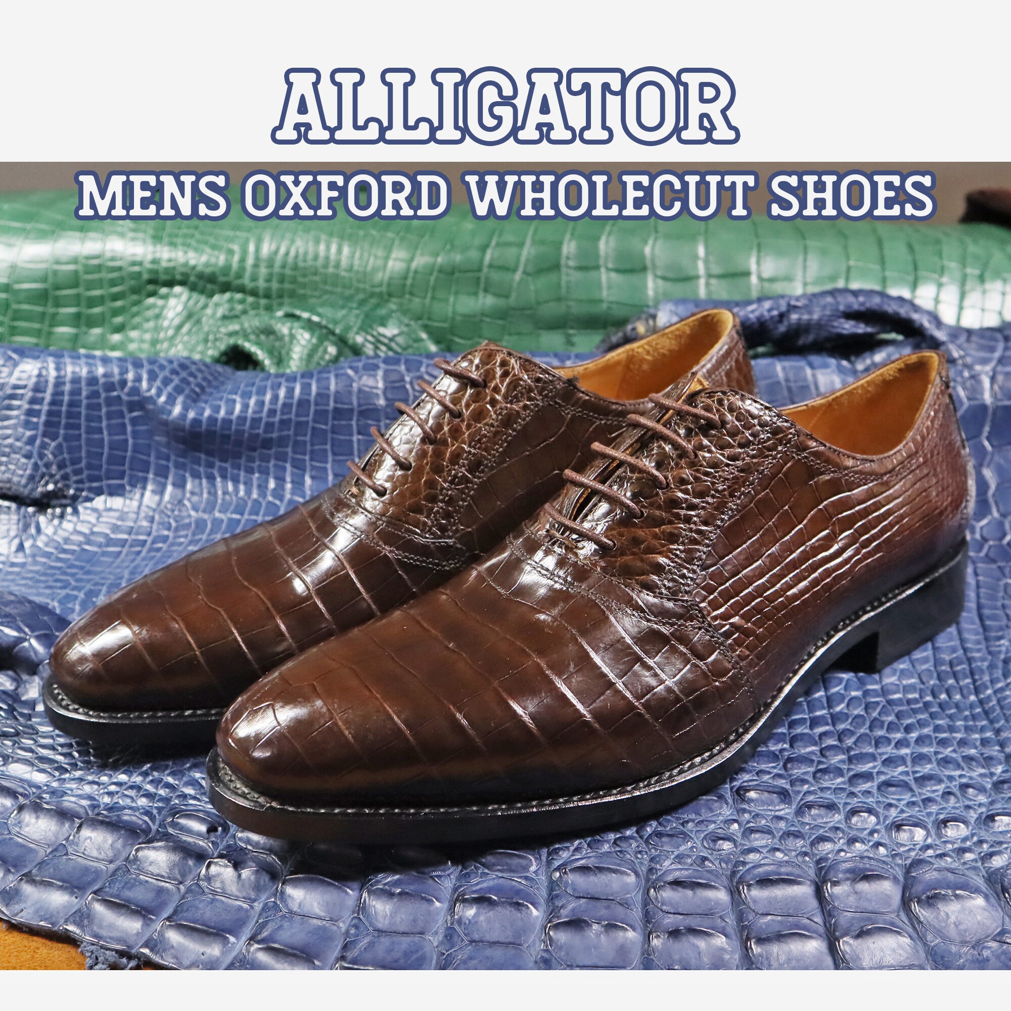 Brown Alligator Mens Oxford Shoescustom 