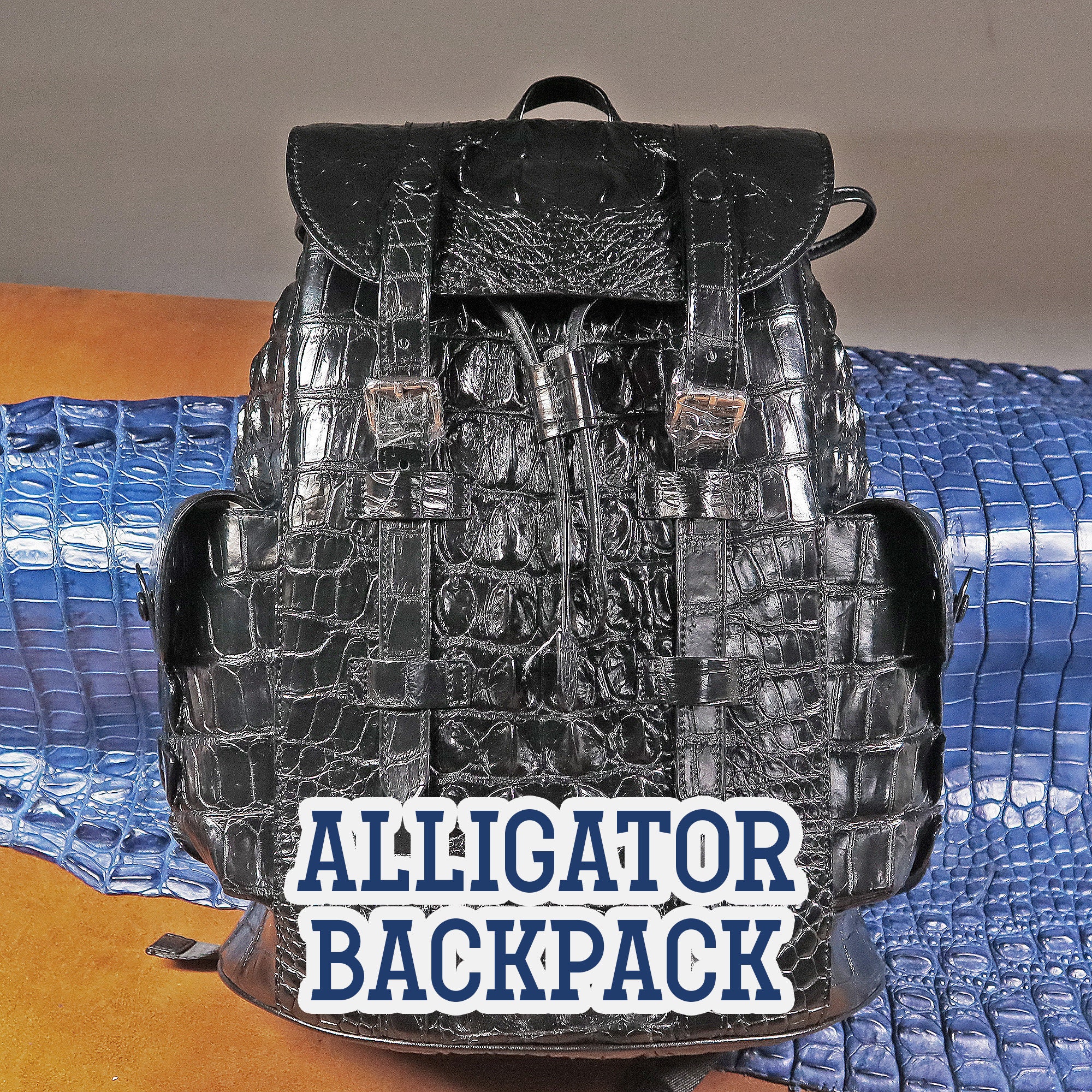 Himalayan Genuine Crocodile / Alligator Leather Travel Bag,Backpack, Unisex  Bag