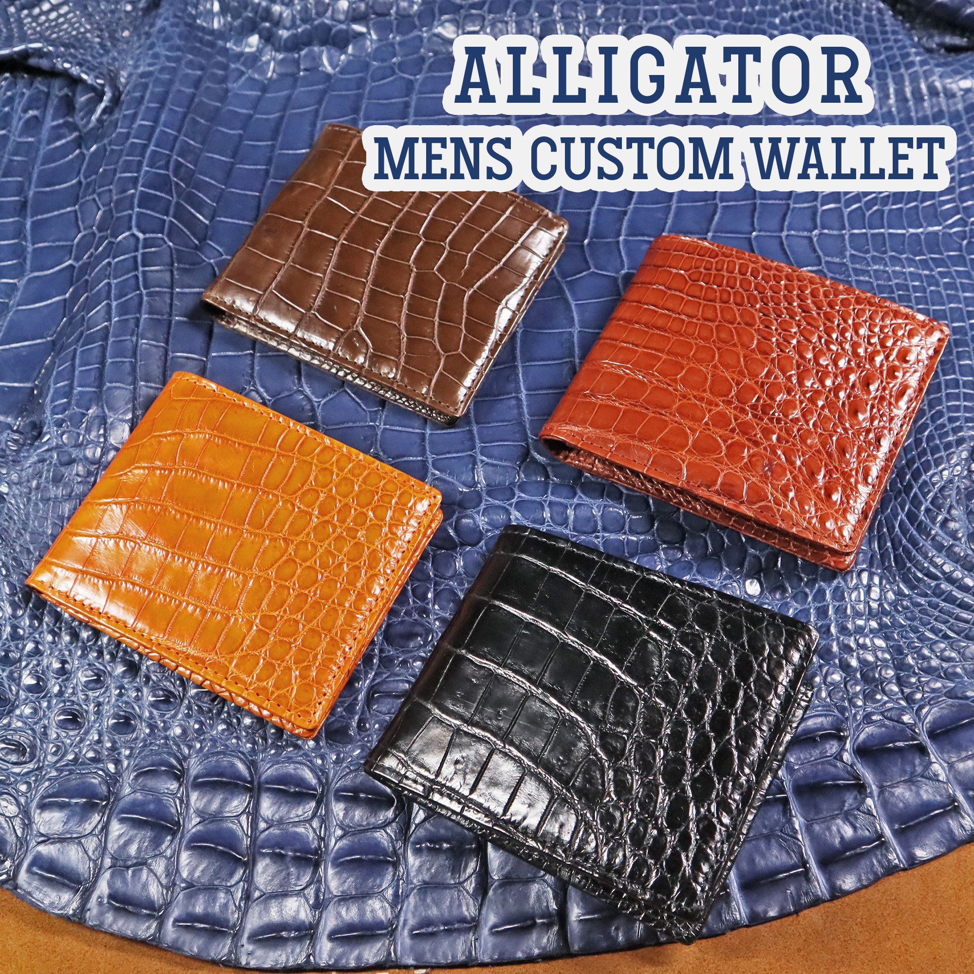 Honey Brown Alligator wallet for men, Handmade Alligator leather bifold  wallet WL295