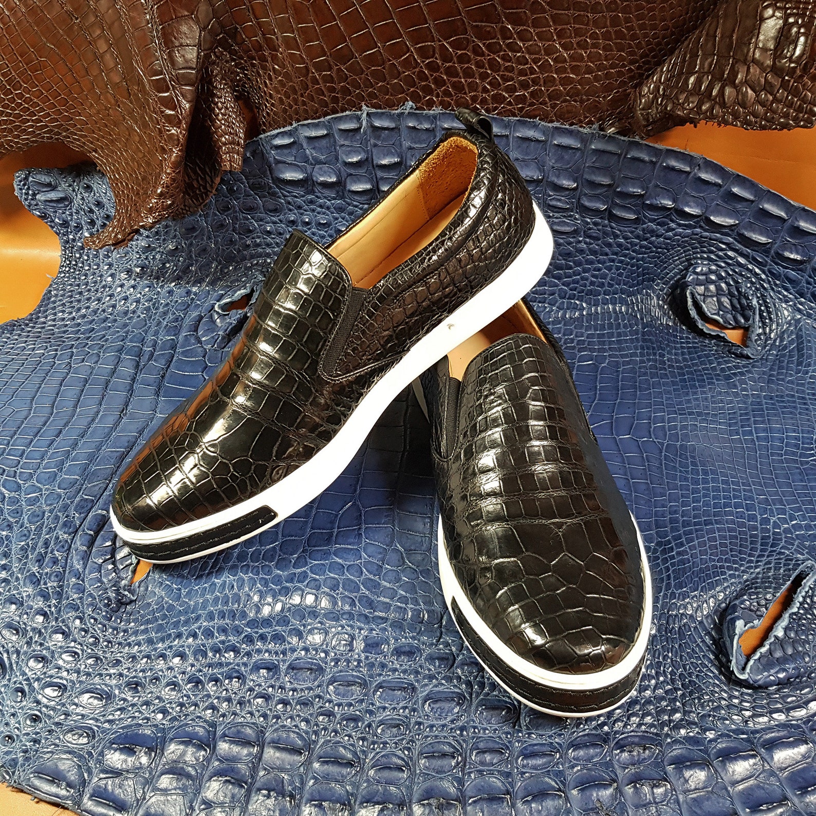 Black Alligator Mens Loafers Brown Alligator Shoes for Men - Etsy