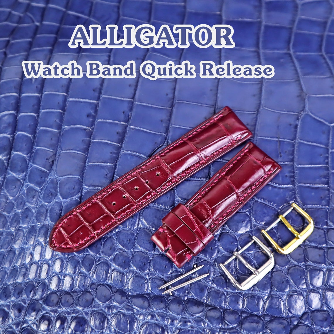 Burgundy Color Alligator Watch Bands Quick Release Etsy