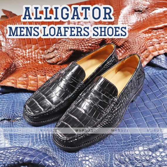 Alligator Mens Loafers Shoes Custom 