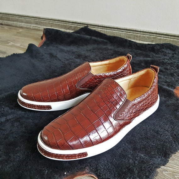 Alligator Mens Slip on Shoes Mens Loafers Shoes Mens Custom | Etsy