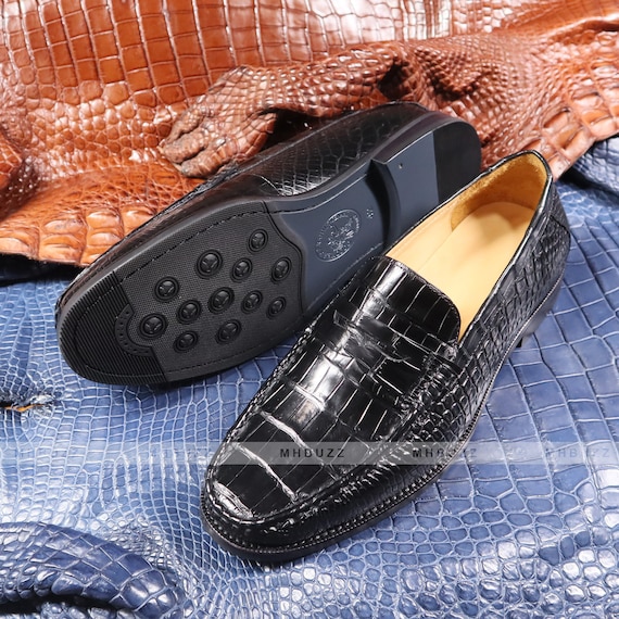 Mens Black Alligator Loafers Exotic Mens Dress - Etsy Canada