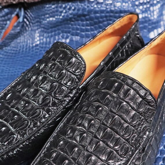 Mocasines negros de cocodrilo para hombre mocasines ex ticos para