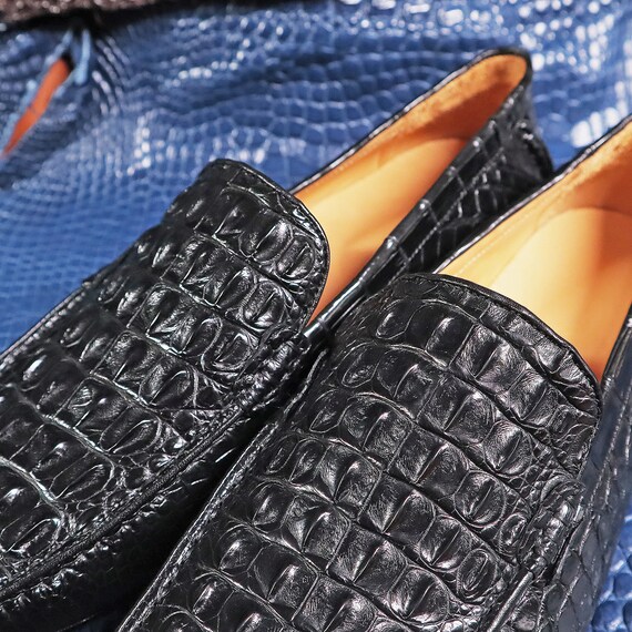 Louis vuitton Men Loafers in blue crocodile stylished leather// New!