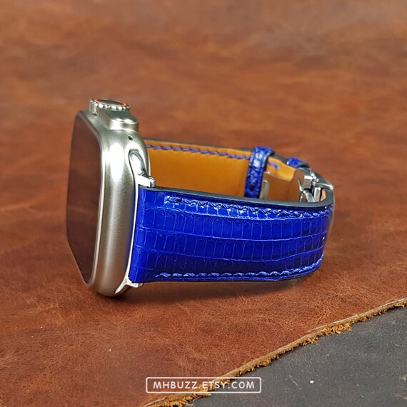 Light Blue Epi Leather Apple Watch Strap Band 38mm 40mm 41mm 42mm 44mm 45mm  49mm