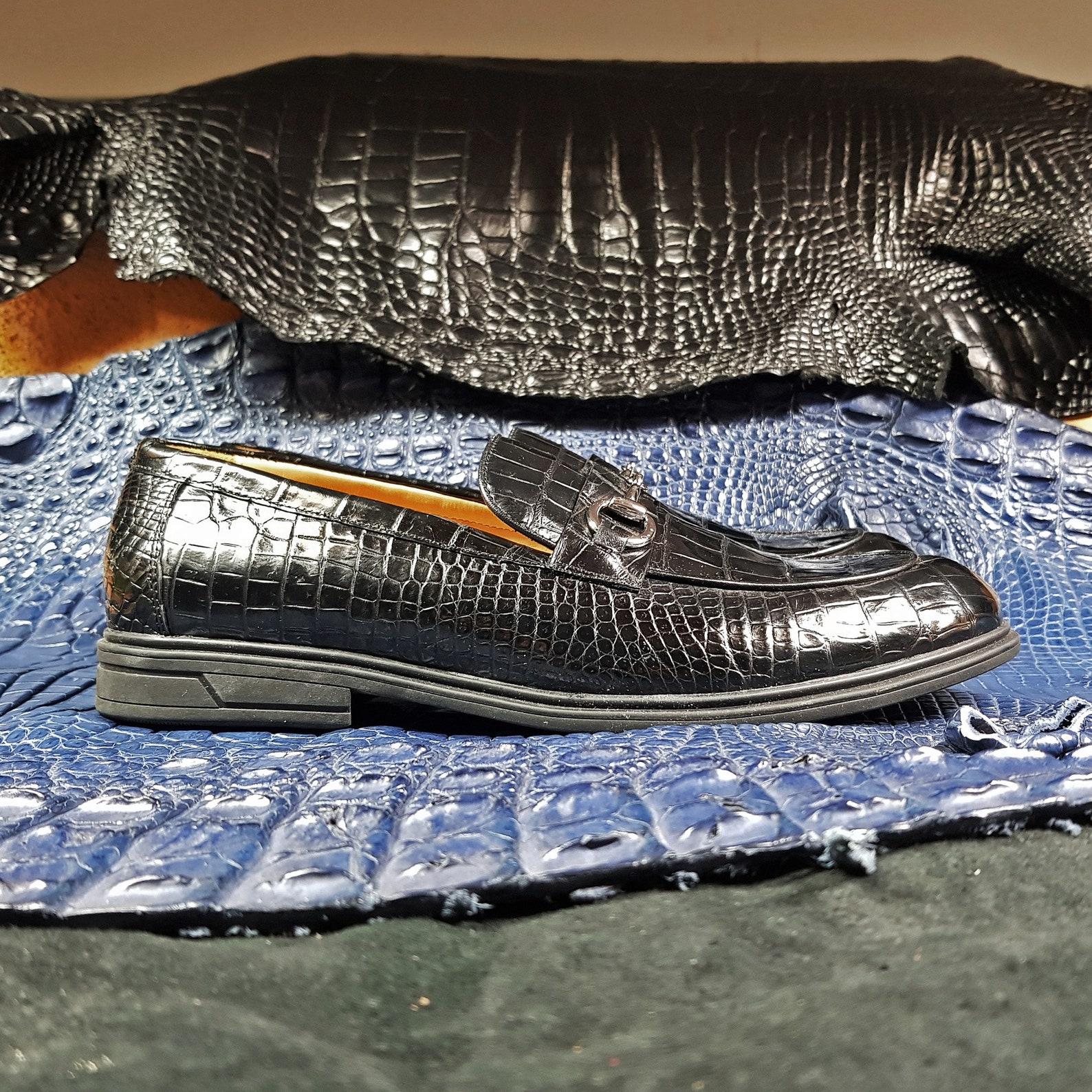 Mens Black Alligator Loafers Alligator Dress Shoes for Men Etsy