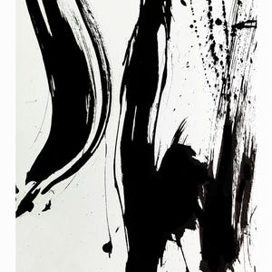 Black and white painting/Minimalist contemporary decor/Striking painting image/Abstract wall art. Sumi Japanese ink