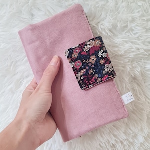 Portefeuille en suédine femme, portefeuille compagnon, portefeuille suédine rose