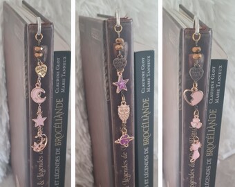 Marque pages métal, marque pages,bookmark, metal bookmark, bijou de livre, marque pages lune, cadeau lecteur, gift, fait main