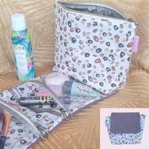 Grande trousse de toilette imperméable, trousse de toilette,multi compartiments, trousse de toilette et maquillage, velours côtelé