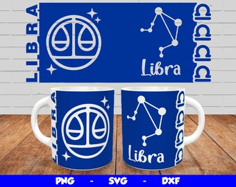 Libra Svg Mug Design, Cricut Mug Press SVG Design, Libra Zodiac Sublimation Template Png, Libra Zodiac Sign Mug Wrap for 12oz & 15oz mugs