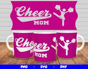 Cheer Mom Mug Design, Cricut Mug Press SVG, Mug Sublimation Template Png, Cheer Mom Mug Wrap, for 12oz & 15oz mug