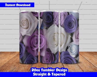 20oz Skinny Tumbler Sublimation Wrap, Colorful Flowers Design, PNG Digital Download, Straight & Tapered, Seamless Floral Tumbler Wrap