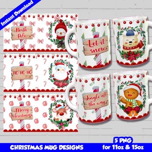 Christmas Mug Templates, Sublimate Mug Designs, Christmas Mug Designs PNG, Sublimation Templates, Christmas Mug Wrap for 11oz and 15oz Mugs