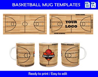 Basketball Mug Template, Sublimate Mug Design, Basketball Court Designs, Sublimation Designs Instant Download, Basketball Mug Wrap